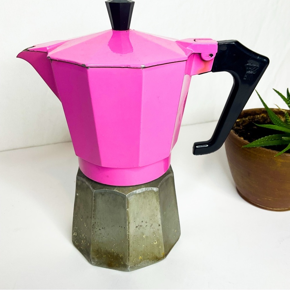 Vintage Pezzetti Pink Stovetop Espresso Maker Moka Pot - Picture 2 of 8